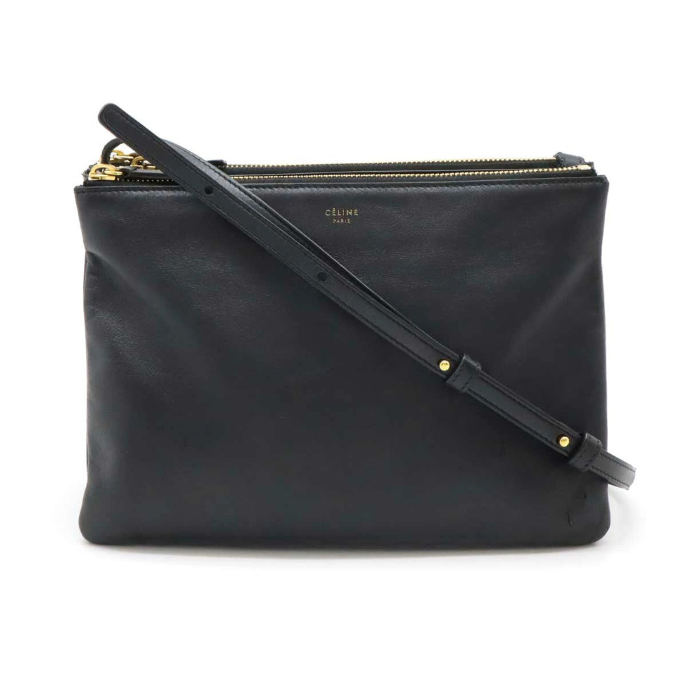 Celine Trio Crossbody Bag Lambskin Leather Black
